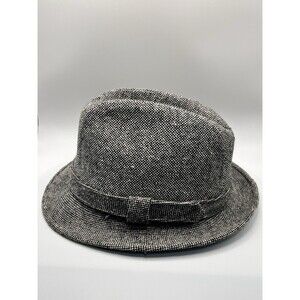 Vintage Dorfman Pacific Men's Medium Black & Gray Wool Blend Tweed Fedora Hat